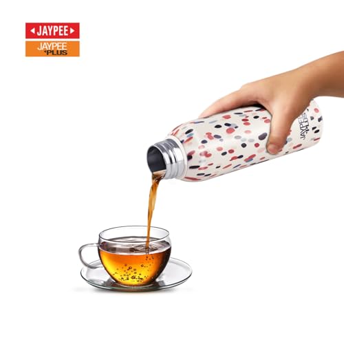 Image of Jaypee Plus Punch Prime Stainless Steel Printed Vacuum Insulated Water Bottle 620 ml | ISI Certified Rustproof & Leakproof Flask with 24Hrs Hot & Cold Ideal for School Kids, Office & Travel-(Cream)