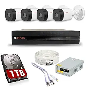 CPPLUS Full HD 4 Channel DVR with 2.4MP 4 Bullet Cameras + 1 TB HDD + (3+1) Cable roll + 4 CH Power Supply + PLUSCAM BNC & DC Full Combo Kit (4BULLET)