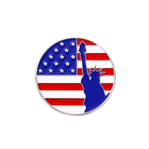 Image of USA Flag Brooch Pin for Women American Flag Brooches 4th of July Patriotic Red White Blue USA Flag Lapel Pin American Patriotic Medal Brooches Dress Accessories for Independence Day