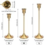 Candle Holder Gold Candlestick Holder - Taper Candle Holders Brass Candlestick Holders Set of 6 Fireplace Decor Candelabra Table Décor Pillar Candle Holder for Wedding - Image 5