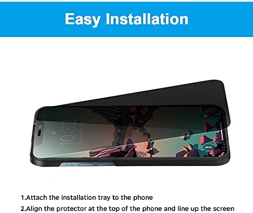 GLASS-M 2-Pack Privacy Screen Protector for iPhone 12/12 Pro, 180 Degree Anti-spy Tempered Glass with Easy Installation Frame, Scratch Resistant 9H Hardness Screen Cover, Full Coverage Screen Film