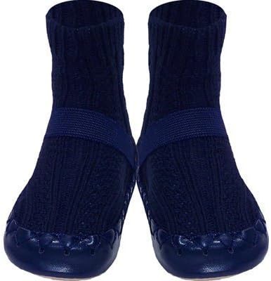 Konfetti Navy Cable Knit Swedish Moccasin by Konfetti by Nowali