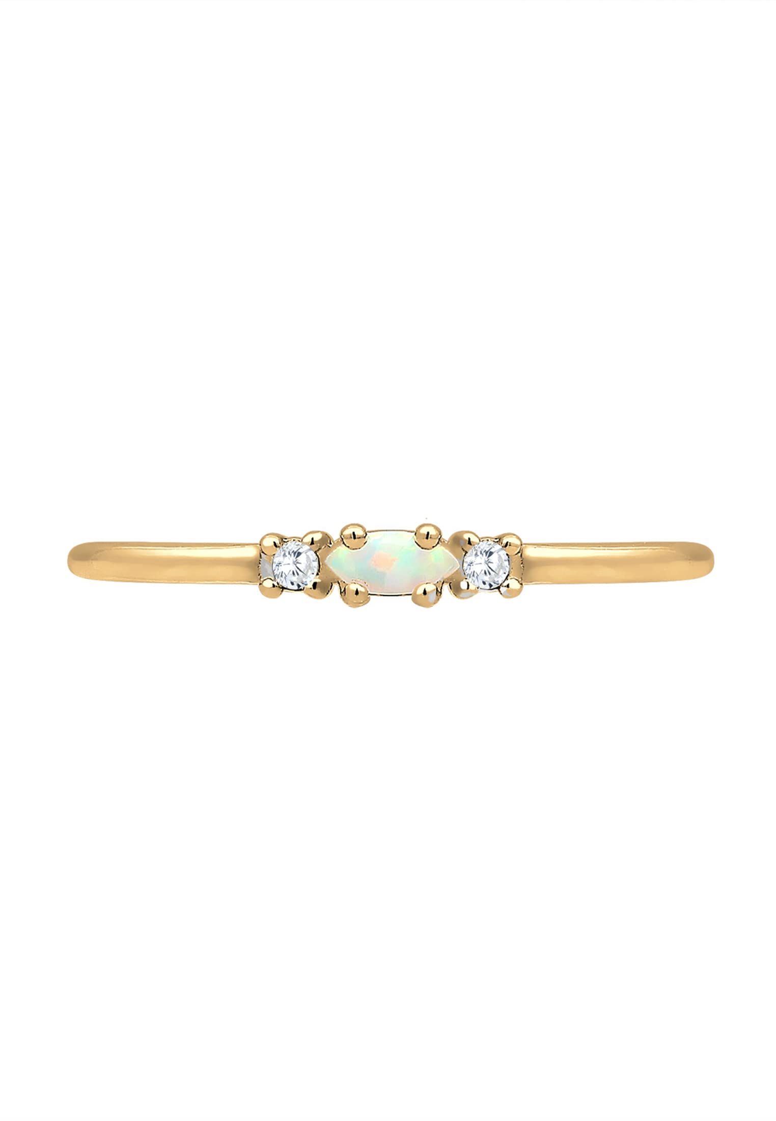 Elli Ring Damen 925 Silber vergoldet Vintage Zirkonia Kristallen und Opal