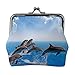 Geldbörse Einzigartige Brieftaschen mit 3D-Tier-Delphin-Print, Leder-Wechseltasche mit Kiss-Lock-Verschluss, Schnalle
