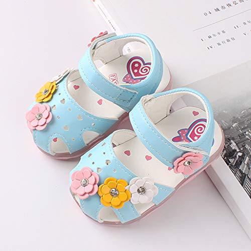 Unisex Baby Boys Girls Sneaker Infant Flowers Kids Baby Girls Luminous Sandals Toddler Shoes Baby (Blue, 6.5 Toddler)2