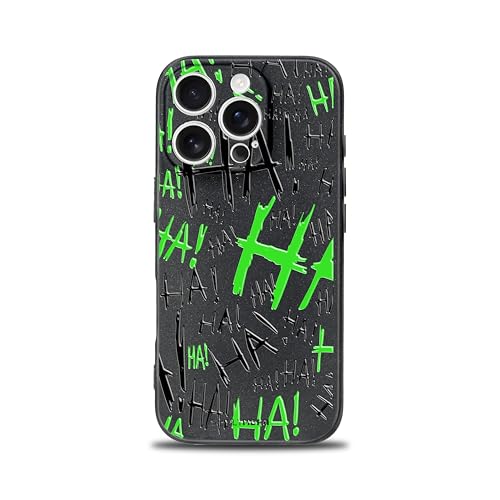 SIMPLYMDRN Custodia sottile per iPhone 16 Pro, design Joker Haha, fantastica custodia da uomo, design supereroi, cover sottile e flessibile (Jok3ster Slim verde)