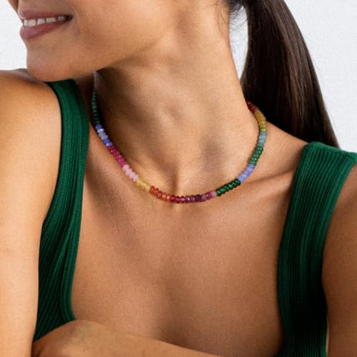 KELORIS PATH Beaded Necklaces for Women, Boho Colorful Natural Stone Bead Choker, Trendy Summer Handmade Jewelry Gifts3