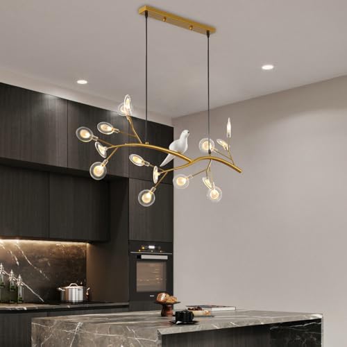 Lustre salle à manger design luxueux avec oiseaux en résine