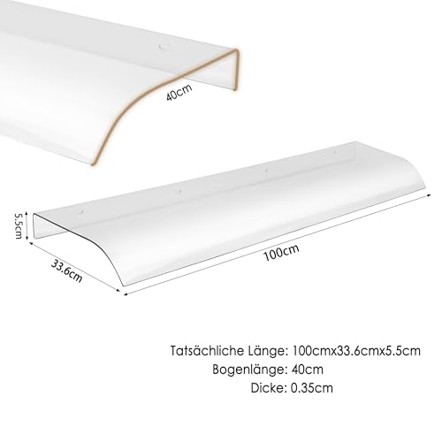 HaiYiZuhause Transparentes Vordach, Patio Tür Fenster Markise Baldachin, Polycarbonat Blatt transparente Markise für Haustür, Veranda Patio Dach (Transparent, 100 x 40cm)