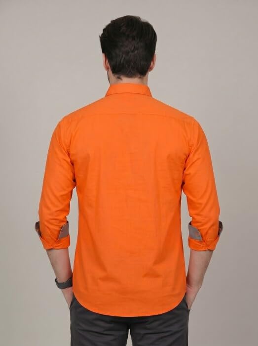 Image of Diverse Men's Cotton Blend Shirt with Pocket Design Spread Collar Full Sleeves Regular Fit and Standard Length | Comfortable Cotton Casual Shirt for Man