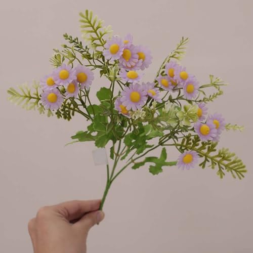 Shophubio Colorido ramo de margaritas artificiales hecho de tela de seda de alta calidad, decoración floral versátil para salas de estar, dormitorios y espacios de oficina (morado)