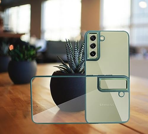 Image of A rtistque Ultra Hybrid Clear Back Cover Case for Samsung Galaxy S21 FE | Drop Protection | Transparent | Smooth TPU Sides - Green