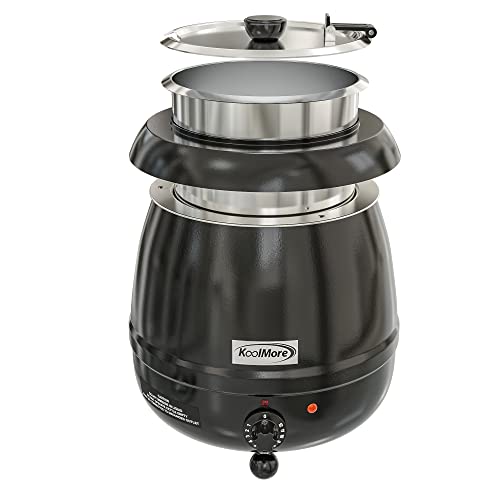 Image of KoolMore Commercial Soup Kettle Warmer with Hinged Lid and Removable Pot Insert for Buffet, Restaurant, Party, Event, and Catering, Large 2.5 Gallon, Electric [Black] (SK-BK-3G)