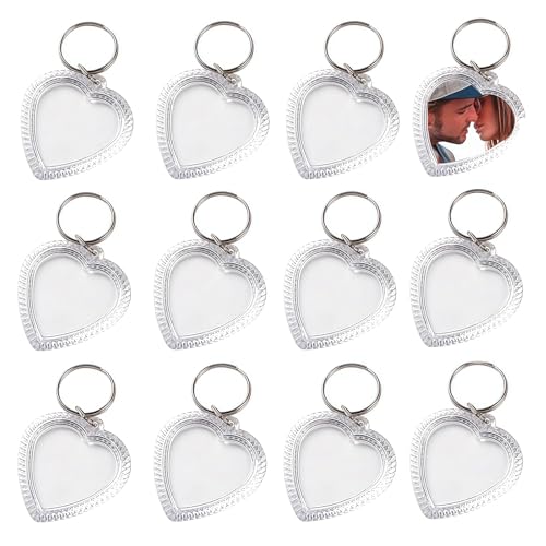 25 piezas de acrílico transparente marco de fotos llavero en forma de corazón en blanco marco de inserción de imagen llavero llavero unisex amigos familia pareja arte arte