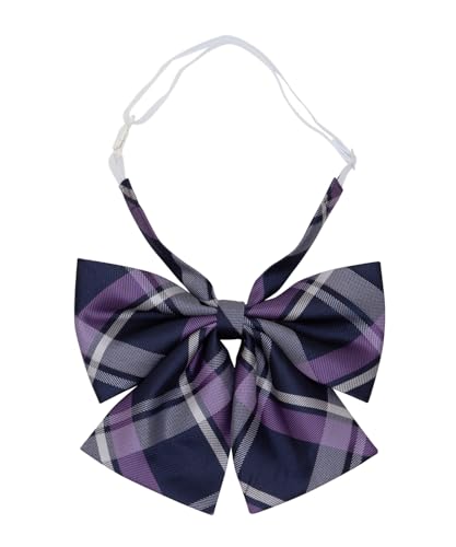 [コノミ] 制服 リボン ARCR-1040 高校生 中学生 学生 学校 女子 人気 ブランド 入学 高校 中学 女子高生 制服専門 チェック ストライプ ワンタッチ ネイビー×パープルチェック Free