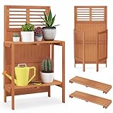 Giantex Folding Potting Bench, 2-Tier Gardening Workstation w/Storage Shelves,...
