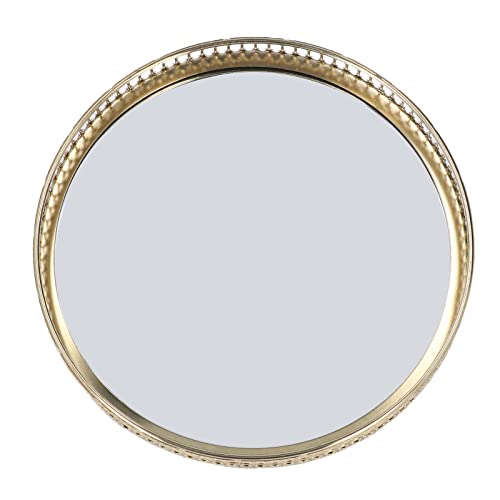 EVGATSAUTO Mirror Tray, Decorative Geometric Glass Metal Makeup Jewelry Storage Tray with Mirror Glass Appearance for Bathroom Home Office Bar Cafe Gift