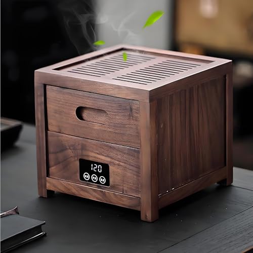 Máquina para asar té, temperatura ajustable, almacenamiento de cajones, material de madera de flor de melocotón, ideal para elaboración casera y tiendas de té