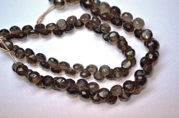 Quartz fumé naturel en perles briolettes pour joaillerie artisanale haut de gamme