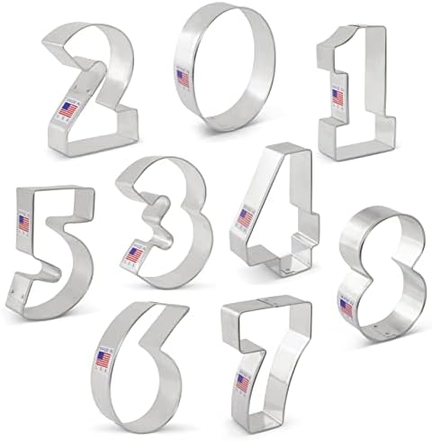 Ann Clark Cookie Cutters 9-Piece Numbers Cookie Cutter Set with Recipe Booklet