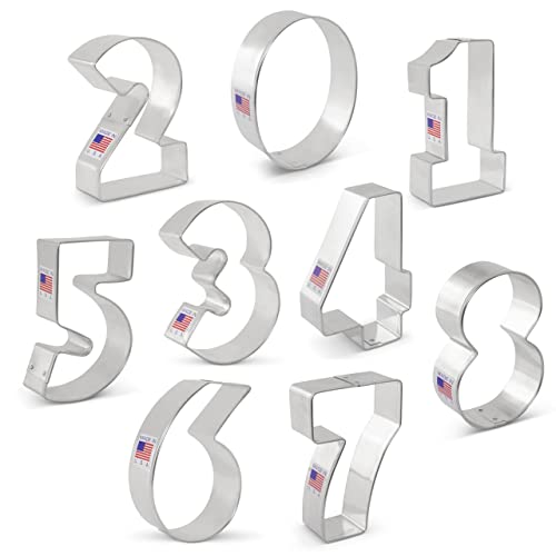 Ann Clark Cookie Cutters 9-Piece Numbers Cookie Cutter Set Birthday Number Cookie Cutters With Recipe Booklet #TOP7