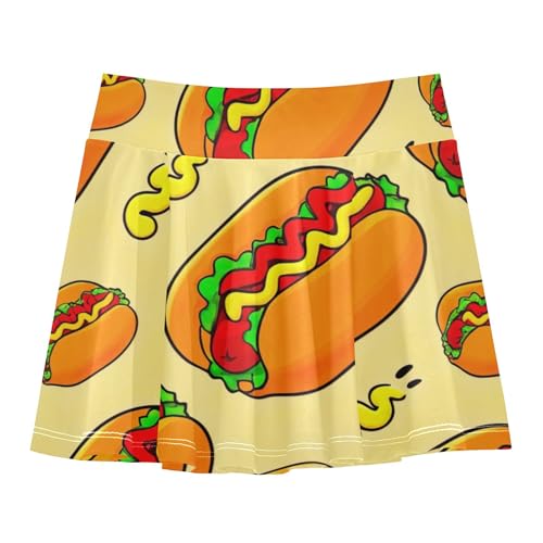 Cartoon Hot Dogs Athletic Shorts for Girls Skorts Tennis Skirts Kids Custom Teen Cheer 3t