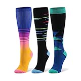 Compression Socks for Women & Men Circulation - 20-30mmHg 3 Pairs Compression Stockings for Nurse, Pregnancy