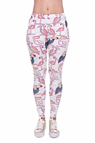 kukubird Printed Patterns Women's Yoga Leggings Gym Fitness Running Pilates Tights Skinny Pants 8 to 12 Stretchable - Geometric Toucan