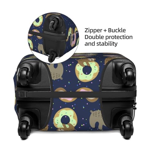 Sloth with Donuts Luggage Cover TSA Approved Stylish Dust and Scratch Resistant Luggage Case Protector Washable Elasticated Luggage Covers for Kids and Adults4