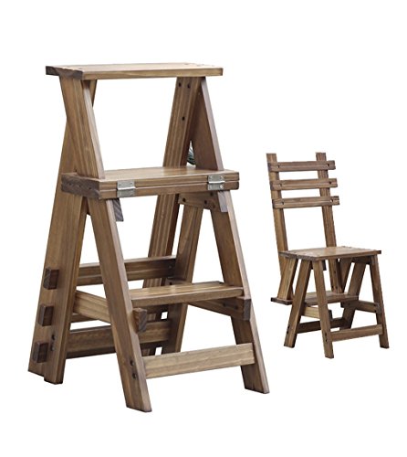 Taburete de paso DASHADAO de madera maciza y escalera plegable multifunción 2