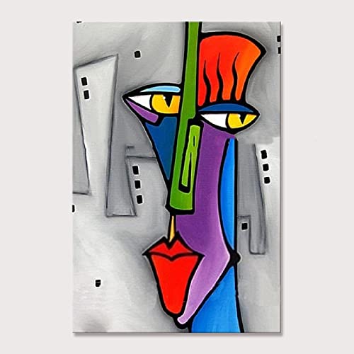 Art Mural Peint À La Main Personnages De Dessins Animés Peintures À L'Huile Sur Toile Affiches D'Art Abstrait Photos Murales Pour Salon Décor À La Maison Rétro-Éclairé Mur Art Oeuvre Affiches -40X60Cm