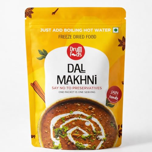 Image of DryM Foods Jain Dal Makhani 250g | Jain Food | Freeze-Dried Ready to Eat | Preservative-Free Authentic Indian Curry | Just Add Hot Water | Travel & Camping Food | Long Shelf Life