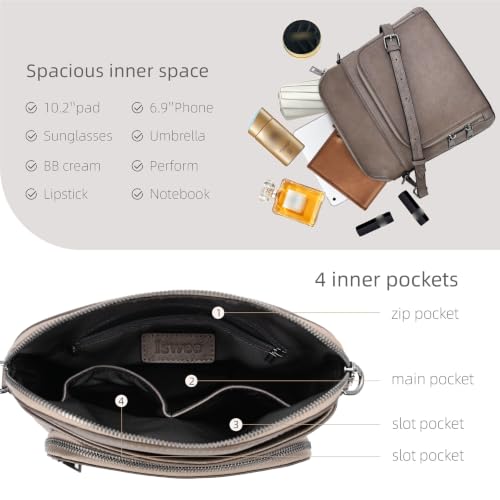 Image of Iswee Leather Crossbody Bag Women Purse and Handbag with Built in Wallet