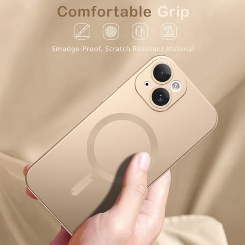 Image of DIZORO Magnetic Case for iPhone 14 Cover [Compatible with MagSafe][Built-in Camera Lens Protector] Slim Soft Silicone Bumper Shockproof Metallic Luster Back Cover Phone Cases - Desert