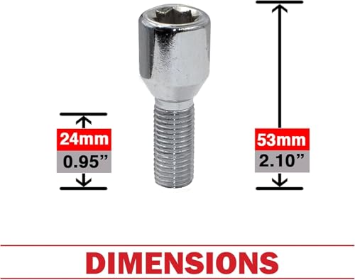 Image of Wheel Accessories Parts 20 Pcs M14 x 1.5 14 x 1.5 Acorn Seat Tuner Lug Bolt Tuner 24mm Thread Length Chrome Finish Ferrari 456 GT 456 GTA 456 M 456 M GT 456 M GTA