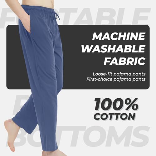 Image of U2SKIIN Mens 100% Cotton Pajama Pants, Lightweight Soft Lounge Pant with Pockets Sleep Pj Bottoms for Men