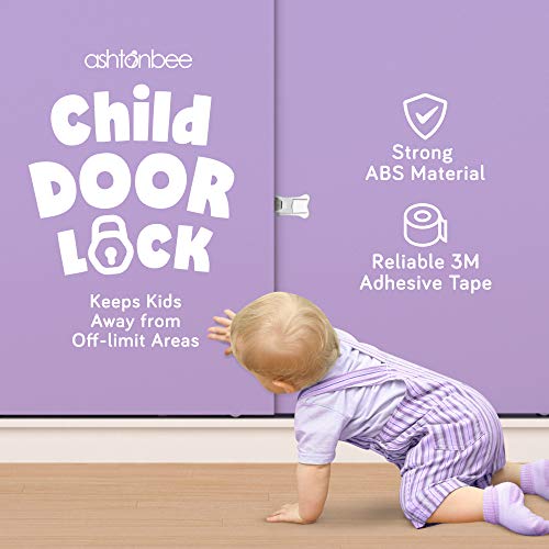 Child Safety Locks For Cabinets And Drawers, Sliding Door Lock, Easy-To-Install Cabinet Locks For Babies, Baby Cabinet Safety Latches, Set Of 2, White - Ashtonbee (2 Pack) #TOP6