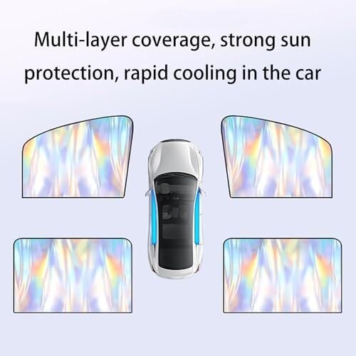 Sonnenschutz Auto 4er-Pack Sonnenschutz Für Auto-Seitenfenster – Wärmeisolierend, Lichtdicht Und UV-Schutz Mit Magnetischem Design Sonnenblende(Color)