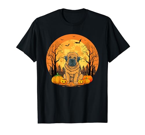 Pumpkin With Funny Halloween Costume Tibetan Mastiff Dog T-Shirt