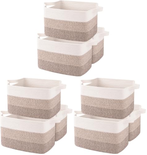 Image of OIAHOMY Storage Basket, Woven Baskets for Storage, Cotton Rope Basket for toys,Towel Baskets for Bathroom - Pack of 9, Gradient Yellow