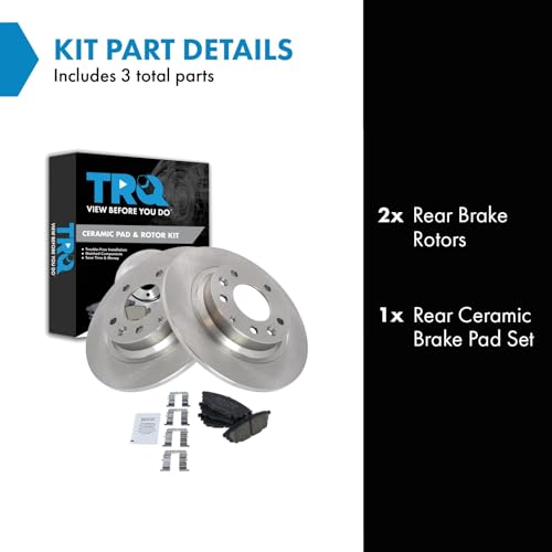 Image of TRQ Rear Brake Pad and Rotor Set Ceramic Compatible with 2003 Mazda Protege