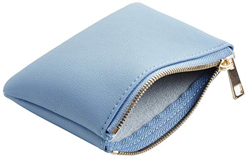 Image of Chelmon Vegan Leather Coin Purse Pouch Change Purse With Zipper For Men Women, Blue Classic, Minimalist