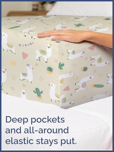 Image of Kids Queen Size Llamas Bed Sheets - 4 Piece Kids Llamas Sheet Set | Llamas Themed Bedding, Ultra-Soft, Cute & Cozy, Breathable & Machine Washable, Kids Bed Set for Boys, Girls, Teens & Toddlers