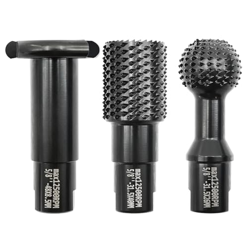BRSCHNITT Woodworking Rotary Burr Set - 3pcs Wood Carving Burrs Drill Bit Milling Tool Groving Cutter with 5/8