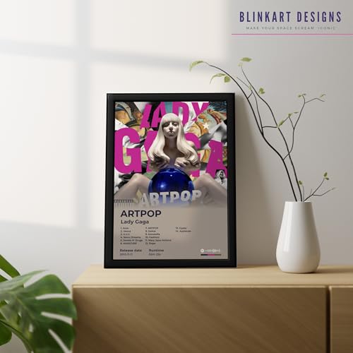 Image of BLINKART lagyGaga - ARTPOP Wall Photo Frames | Wall Art for Bedroom, Living Room, Studio or Office | Album Cover Print with Spotify Song Link QR Code | Gift for Fans - 8x12 In