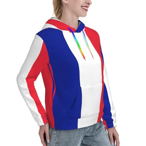 Sweat à capuche drapeau français femme avec poche pull imprimé doux
