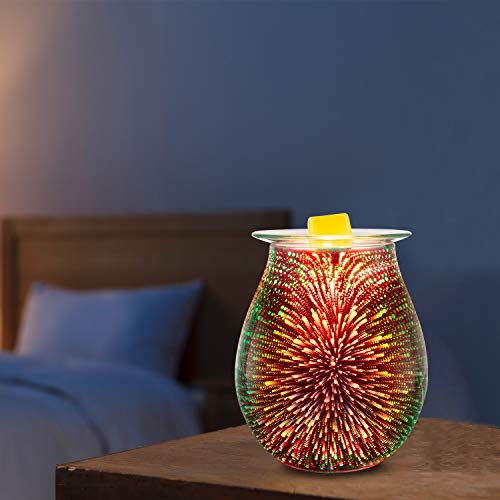 Electric Wax Melter COOSA 3D Starburst Fireworks Glass Candle Warmer Wax Burner Melt Fragrance Warmer Incense Oil Warmer Night Light Aroma Decorative Lamp for Gifts,Decor for Home Office - Thumbnail 5