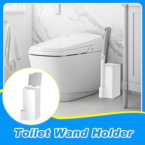 Image of Weysat 4 Pack Wand Holder White Bathroom Storage Organizer for Cleaning Brush Accessories, Space Saving Brush Caddy for Home Bathroom