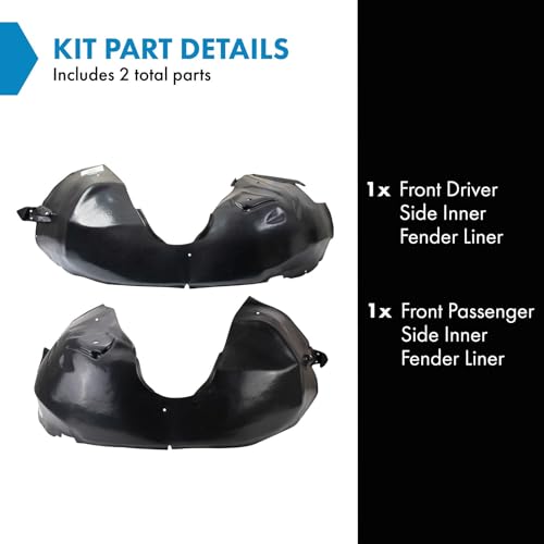Image of TRQ Front Inner Fender Liner Set Compatible with 2005-2007 Ford Five Hundred Mercury Montego FO1250138 FO1251138