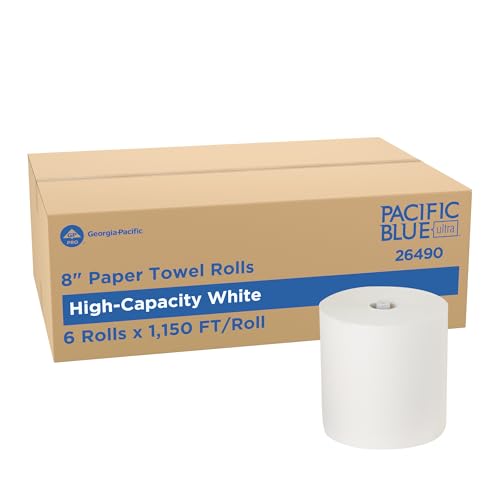 Pacific Blue Ultra by Georgia-Pacific PRO 8 High-Capacity Paper Towel Rolls White 1150 Linear Feet Per Roll 6 Rolls Per Case 26490